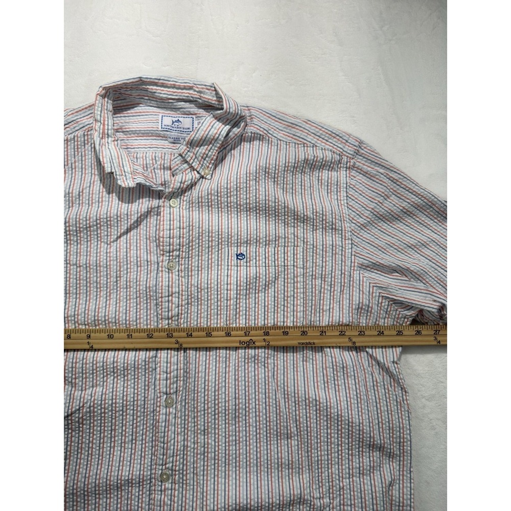 Southern Tide Shirt Mens 2XL Multicolor Stripe Short Sleeve Button Front Casual - Picture 4 of 6